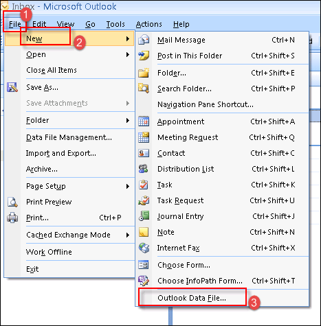 Create Microsoft Outlook Pst File